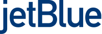 The image shows the logo of jetBlue, featuring the brand name in a bold, blue font.